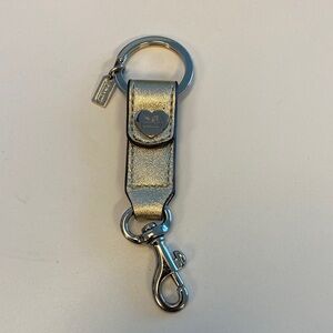 Coach Metallic Heart Key Ring Keychain